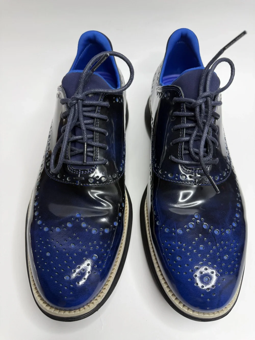 Cole Haan ØriginalGrand Wingtip Oxford Navy Blue Patent Men’s 12M C38237